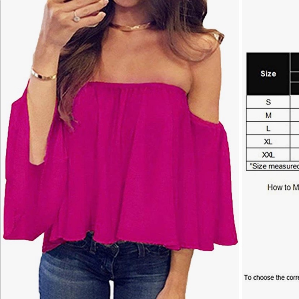 Off the shoulder flowy pink top